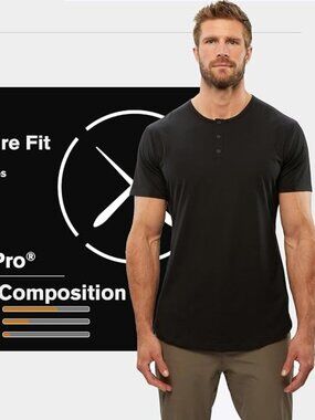 New Cuts Clothing Men's AO Henley Curve Hem Short Sleeve TShirt